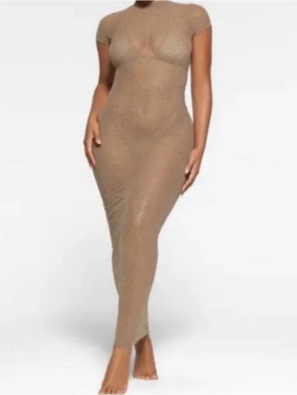 SKIMS RARE Mesh Rhinestone Long Coverup Dress